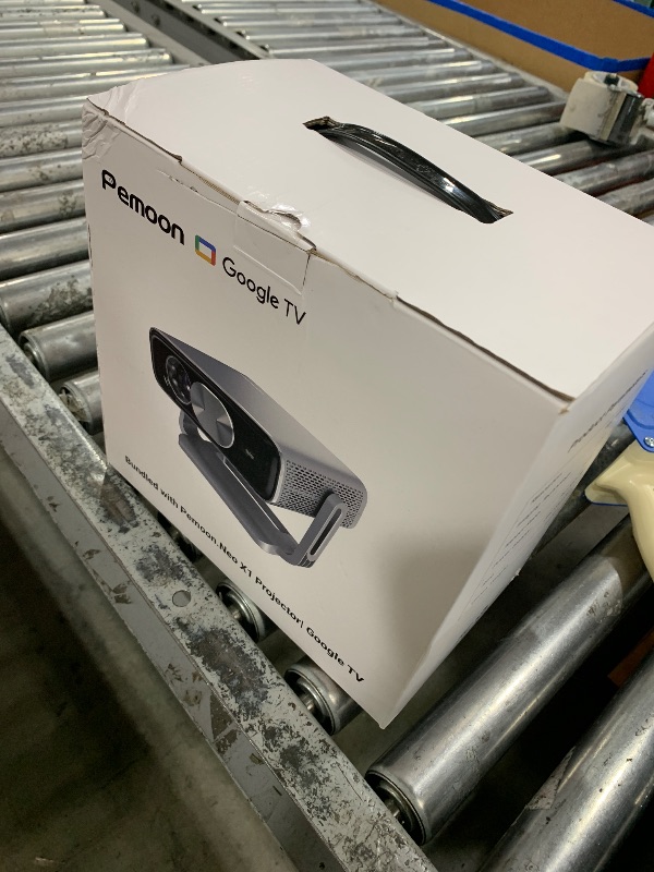 Photo 1 of Smart 4K Projector [Bundled with Google TV Stick] with WiFi and Bluetooth, 2500ANSI, Auto Lens Cap, Portable Outdoor Movie Projector with Built-in Apps Auto Focus for Ceiling/Home Theater/Bedroom