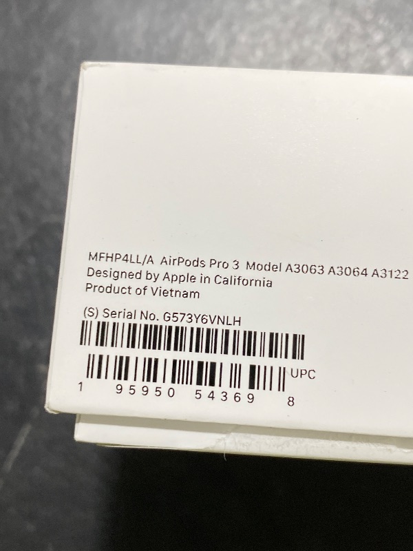 Photo 1 of Apple AirPods Pro 3 Wireless Earbuds, Active Noise Cancellation, Live Translation, Heart Rate Sensing, Hearing Aid Feature, Bluetooth Headphones, Spatial Audio, High-Fidelity Sound, USB-C Charging