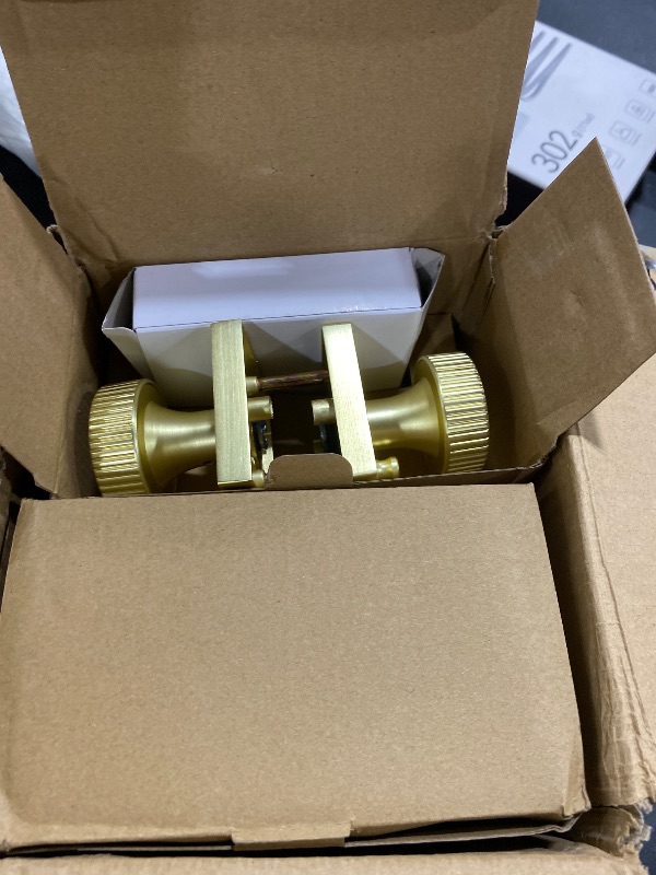 View 2 of Goldenwarm Gold Door Knobs Interior, Privacy Bedroom Door Knob with Lock, Zinc-Alloy Heavy Duty Brushed Gold Interior Door Knobs Brass Bathroom 6 Pack