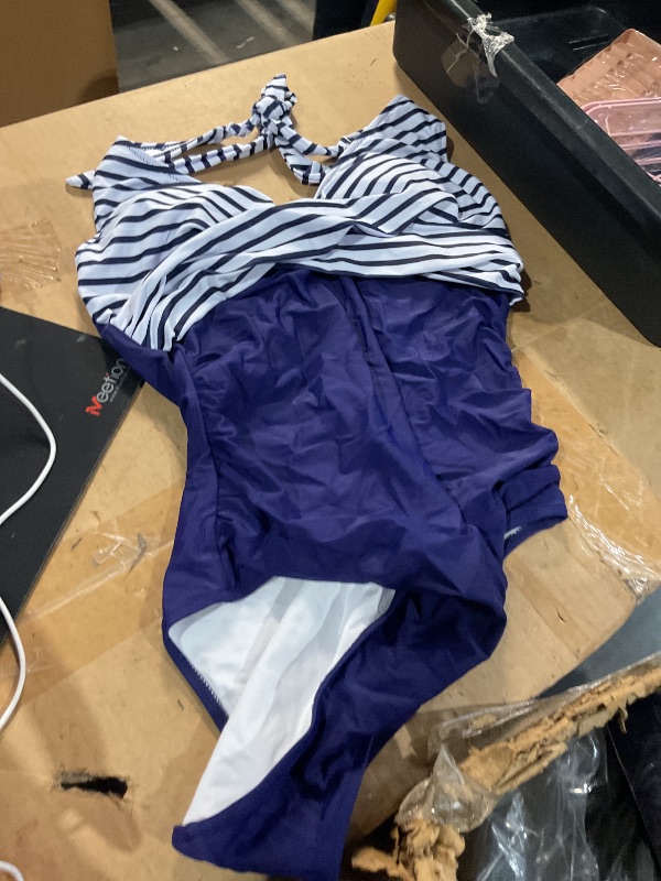 Photo 1 of *** STOCK PHOTO FOR REFERENCE ONYonique Women Navy Blue Plus Size One Piece Swimsuits Tummy Control Bathing Suits Vintage Swimwear 12plus