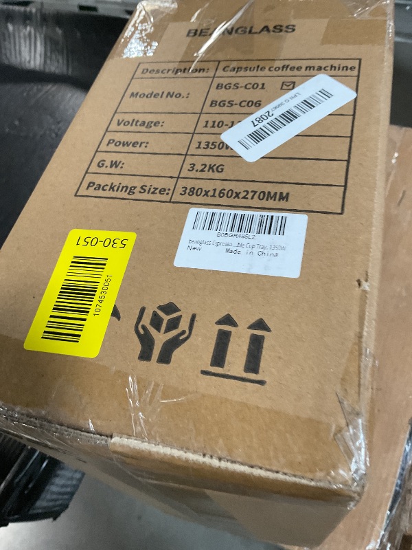 Photo 1 of ***LIKE NEW/OPEN BOX***
beanglass Espresso Pod Machine for Home, Capsule Coffee Maker for NS Original Pods, 20 Bar High Pressure Pump, 22oz Removable Water Tank, Adjustable Cup Tray, 1350W