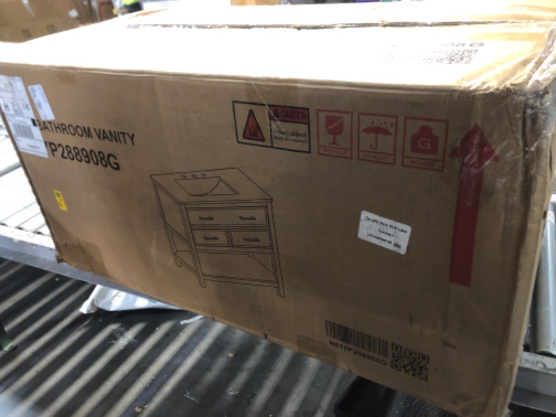 View 3 of ***TRUCK/TRAILER PICKUP ONLY***  Gray Bath Vanity with White Ceramic Top, Tip-Out Tray and 2 Full-Extension Drawers