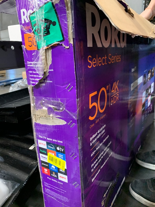 Photo 1 of ***DAMAGED - SEE NOTES/PICTURES*******SEE NOTES*** ****SEE NOTES****Roku Smart TV – 50-Inch Select Series, 4K HDR TV – Roku TV with Roku Remote – Flat Screen LED Television with Wi-Fi for Streaming Live Local News, Sports, Family Entertainment