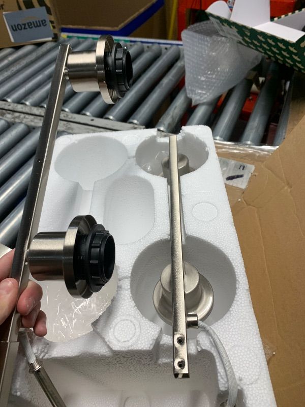 Photo 1 of ***PEICES BROKEN SEE PICTURES***
Brushed Nickel Bathroom Light Fixtures with Milk Glass Shades, Eye-Friendly 4 Light Vanity Lights for Bathroom, Vanity Lights with E26 Socket (Bulbs Not Included), for Mirror, Bedroom, Hallway