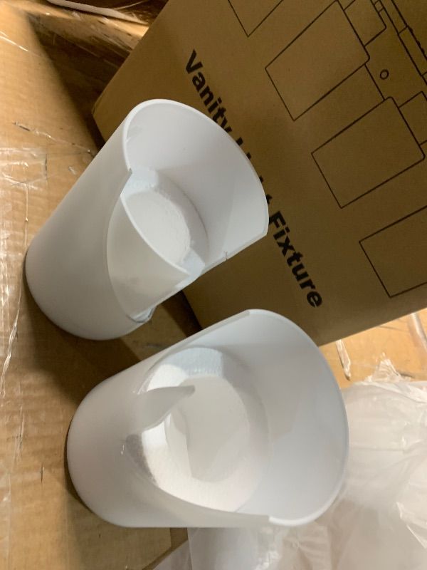 Photo 1 of ***PEICES BROKEN SEE PICTURES***
Brushed Nickel Bathroom Light Fixtures with Milk Glass Shades, Eye-Friendly 4 Light Vanity Lights for Bathroom, Vanity Lights with E26 Socket (Bulbs Not Included), for Mirror, Bedroom, Hallway