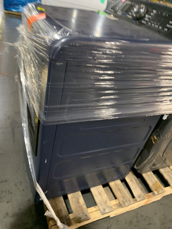 Photo 1 of ***DAMAGED - SEE NOTES/PICTURES***
27 Inch Smart Electric Dryer with 7.3 Cu.Ft. Capacity, Fabric Refresh, Tangle Control, Steam Cycle, Sanitize Cycle, My Cycle, Quick Dry, Sensor Dry, Eco Dry, and Energy Star Qualified: Sapphire Blue
