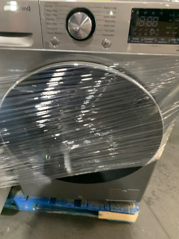 Photo 1 of ***DAMAGED - SEE NOTES/PICTURES***
24 Inch Smart Front Load Washer/Dryer Combo with 2.4 cu.ft. Capacity, 14 Wash Programs, 13 Wash Options, 8 Dry Cycles, TurboWash™, Allergiene™ Cycle, Sanitize Cycle, Steam Refresh, Load Sensing and Delay Start: Graphite 
