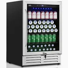 Photo 1 of ***DAMAGED - SEE NOTES/PICTURES***
24 in. 210 (12 oz.) Can Built-in/Freestanding Beverage Cooler Fridge with Adjustable Shelves in Stainless Steel
