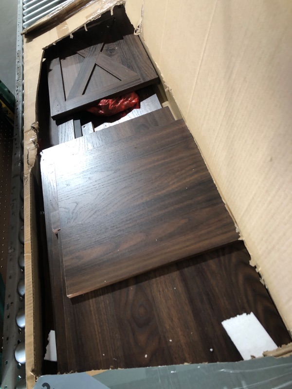 Photo 1 of ***MISSING PARTS***
**SEE NOTES** Sweetcrispy Farmhouse TV Stand 65 Inch for Living Room Bedroom Brown, Tall Entertainment Center with Storage Shelves, Media Console Cabinet with Wood Board, 300 LBS Capacity and Sliding Barn Door