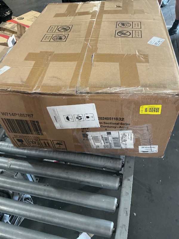 Photo 1 of *** MISSING PARTS**** * ARMS ONLY ***** PRICE ADJUSTED ****KEIKI 2-Piece Sofa Set with 1 Oversized Corduroy 3-Seater Sofa & 1 Single Sofa, Upholstered 4-Seater Couch Set with 6 Pillow, High-Density Foam Cushions, Removable Armrests, for Living Room, Green
