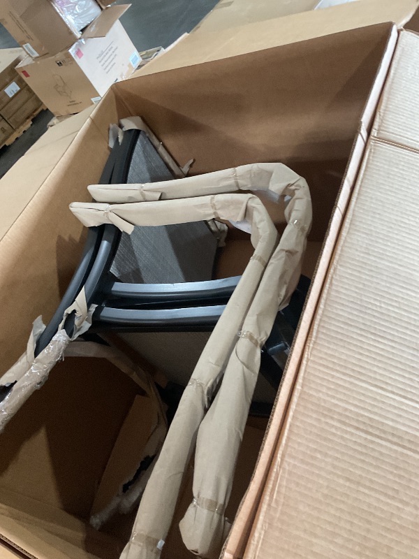 Photo 1 of 	**FACTORY SEALED- OPENED TO INSPECT** Style Selections Pelham Bay Stackable Black Metal Frame Stationary Dining Chair with Tan Sling Seat 2 set