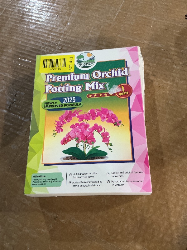 Photo 1 of [Upgraded] DUSPRO Orchid Potting Mix for Repotting with Forest Moss, Pine Bark, Perlite & Pumice, Orchid Bark Potting Mix, Orchid Repotting Soil, Drainage Indoor Potting, Orchid Pot Not Included,1 QRT