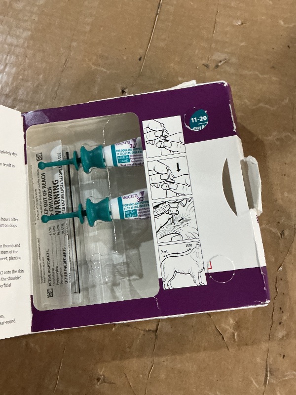 Photo 1 of ***MISSING ONE PIECE ***Vectra 3D For Dogs Flea, Tick & Mosquito Treatment & Prevention For Extra Large Dogs Over 95 lbs - 3 Month Supply