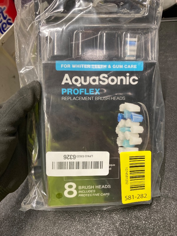 Photo 1 of *Box damaged* AquaSonic Genuine Proflex Replacement Brush Heads | ADA Accepted | for Whiter Teeth & Gum Care | Compatible with Many AquaSonic Toothbrush Handles (8 Pack Black)