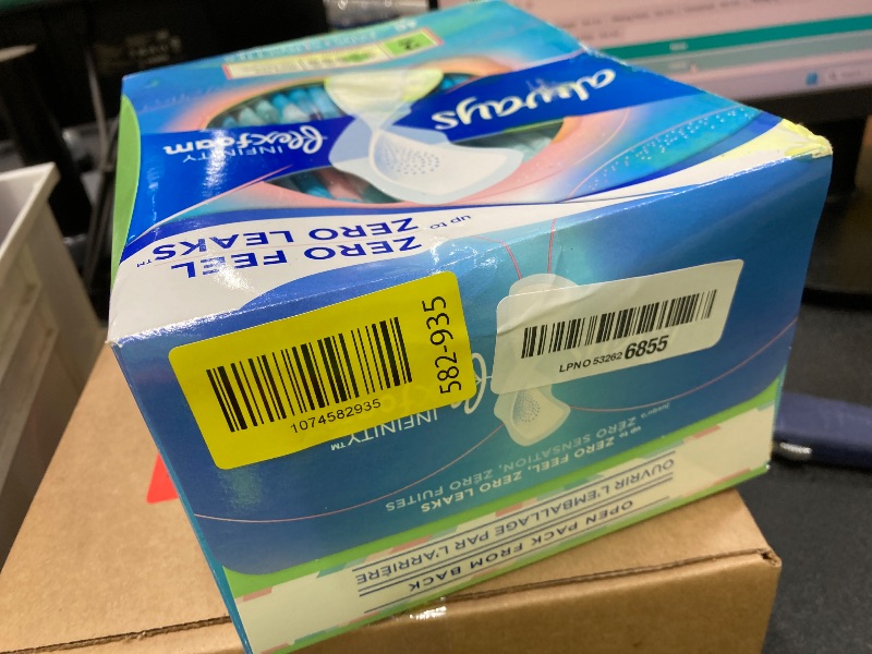 Photo 1 of *Minor water damage to box* Always Infinity Feminine Pads for Women, Flexfoam Pads with Wings, Size 2, Heavy Absorbency, Unscented, 46 Count