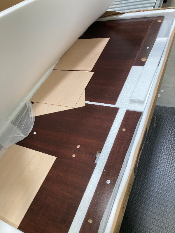 Photo 1 of *Box 2 of 2 only* *Small desk section* Sauder Palladia L Shaped Desk with Drawers, Office Desk with File Cabinet Storage, Cable Management, Keyboard Tray, in Select Cherry finish
