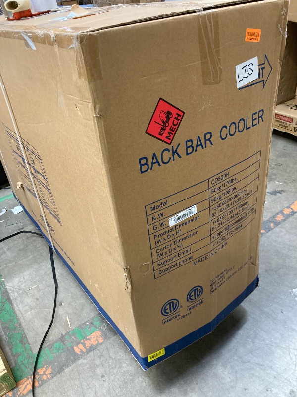 View 5 of *Door has damage at the top* Tylza Back Bar Cooler With 3 Glass Doors, 312L Under Counter Back Bar Refrigerator with LED Lighting, Safety Locks, Counter Height Bar Beverage Cooler for Beer, Soda Drinks, Wine, Black