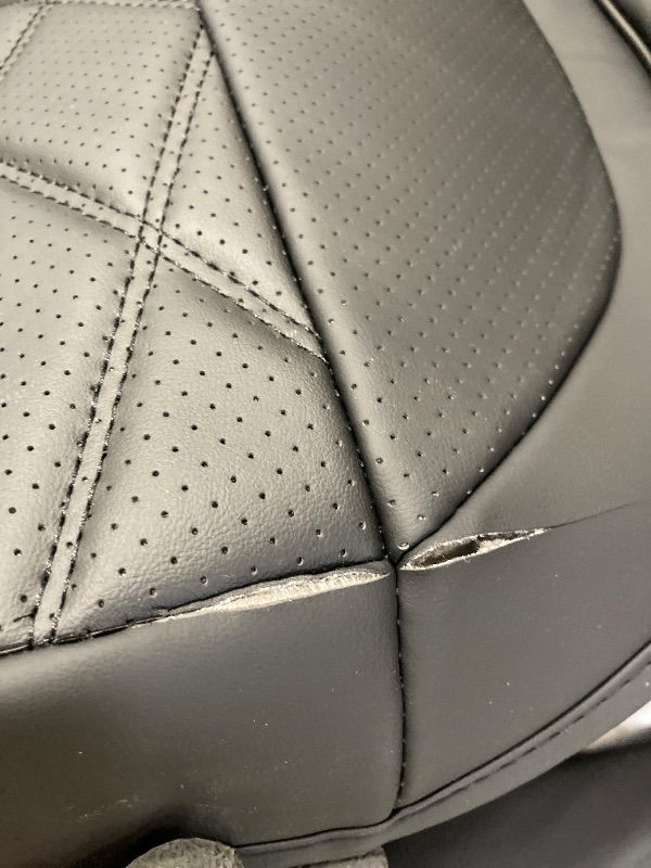 Photo 1 of ***DAMAGE -SLIT SEAT COVER -SELLING AS IS *** KOSIMAZ Silverado Sierra Truck Napa Leather Seat Covers, for 2019-2026 Chevy Silverado GMC Sierra 1500 & 2020-2026 2500HD 3500HD Crew Cab(Full Set, Black)