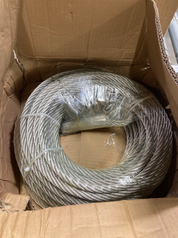 Photo 1 of 1/2" Stainless Steel Cable 100FT, 7x19 Strands Wire Rope Cable, 23000 lbs Breaking Strength, Stainless Steel Wire with M12 Clips Clamp and Thimbles for Dock, Boat Lift Cable, Winch Cable
