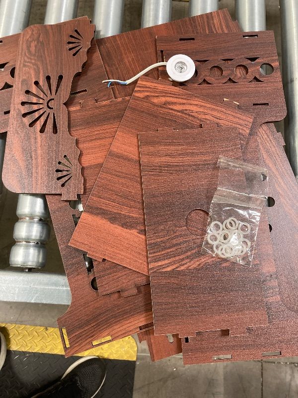 Photo 1 of ***USED -MISSING PIECES SELLING AS IS*** Gift Kya De Pooja Mandir for Home, Wooden Temple with Storage Shelf & LED Spotlight, DIY Wall Mounted Puja Mandirs, Home Temple Devghar, Office, Shop - (21 x 11 Inches)