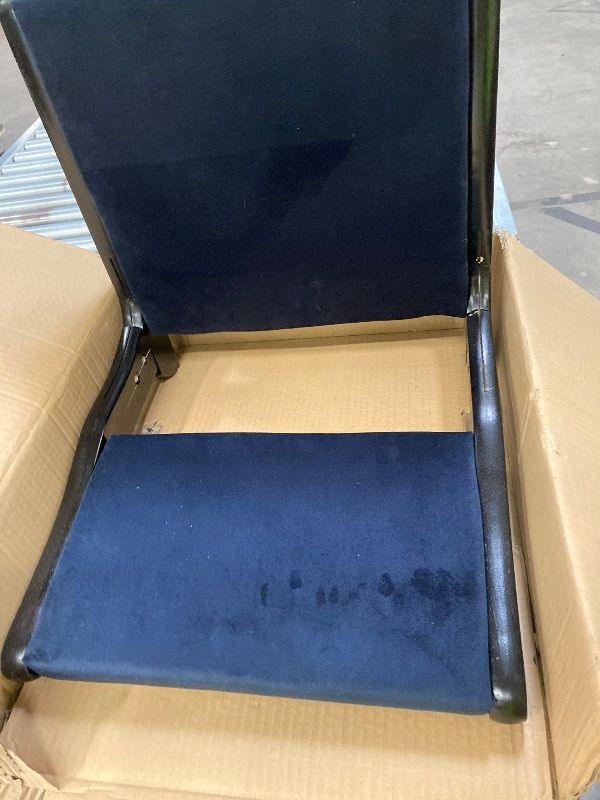 Photo 1 of **PARTS ONLY/CRACKED SIDES***HollyHOME Foldable Tatami Chair, Upholstered Japanese Style Floor Chair, Wood Legless Back Rest Chair with Cushion, Accent Meditation Floor Seat for Bay Window, Living Room, Bedroom, Dark Blue
