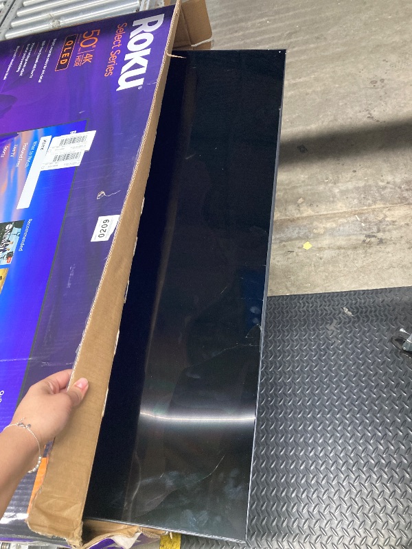 Photo 1 of **The screen is broken. No returns or refunds accepted.**Roku Smart TV 2026 – 50-Inch Select Series, 4K QLED TV – Roku TV with Voice Remote – Flat Screen QLED Television with Wi-Fi for Streaming Live Local News, Sports, & Movies – Bluetooth Headphone Mode