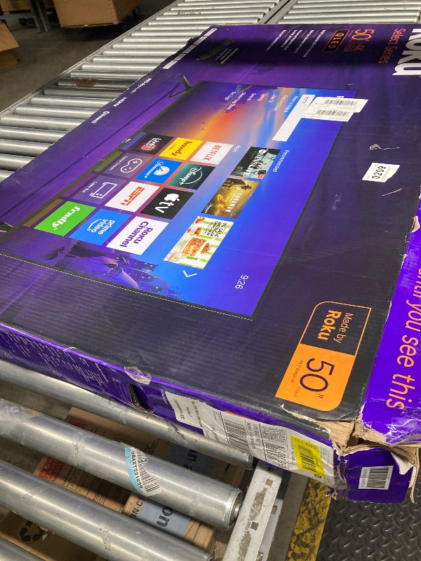 Photo 1 of **The screen is broken. No returns or refunds accepted.**Roku Smart TV 2026 – 50-Inch Select Series, 4K QLED TV – Roku TV with Voice Remote – Flat Screen QLED Television with Wi-Fi for Streaming Live Local News, Sports, & Movies – Bluetooth Headphone Mode