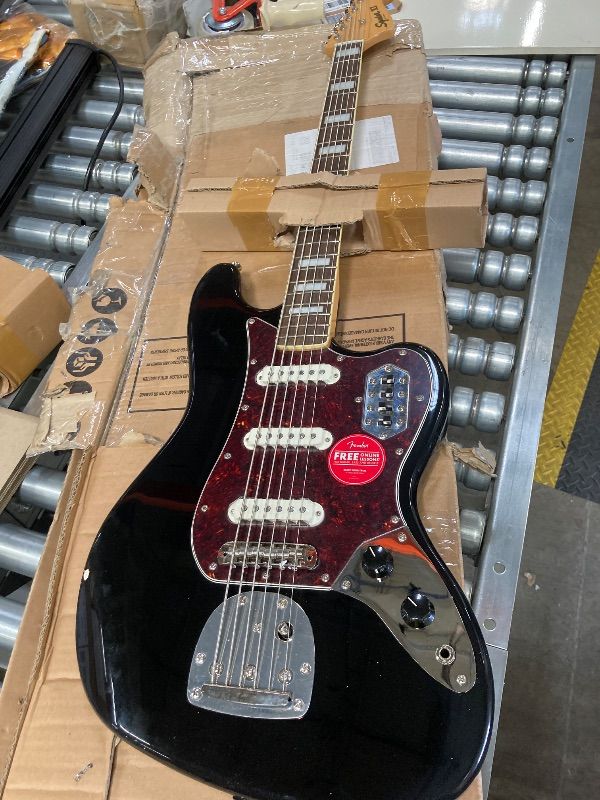 Photo 1 of ***DAMAGED -SELLING AS IS *** Squier Classic Vibe 6-String Bass VI, Black, Laurel Fingerboard