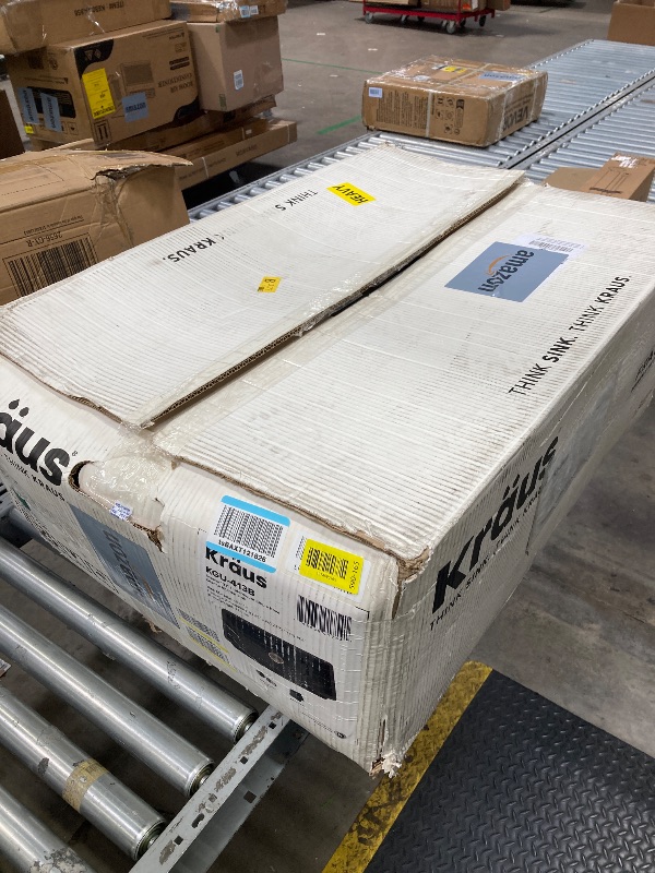 Photo 1 of ***DAMAGE-SELLING AS IS ***SEE ALL PHOTOS*** KRAUS Quarza 31-inch Undermount Single Bowl Granite Kitchen Sink in Black Onyx, KGU-413B