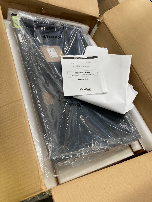 Photo 1 of ***DAMAGE-SELLING AS IS ***SEE ALL PHOTOS*** KRAUS Quarza 31-inch Undermount Single Bowl Granite Kitchen Sink in Black Onyx, KGU-413B