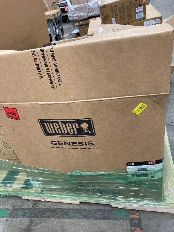 Photo 1 of ***DAMAGE -MISSING PIECES SELLING AS PARTS ONLY *** -Weber Genesis E-435 Liquid Propane Gas Grill for Outdoor Cooking, 4 Burners and 1 Side Burner, Black – Porcelain-Enameled Cast-Iron Grates, PureBlu Burners & Sear Zone