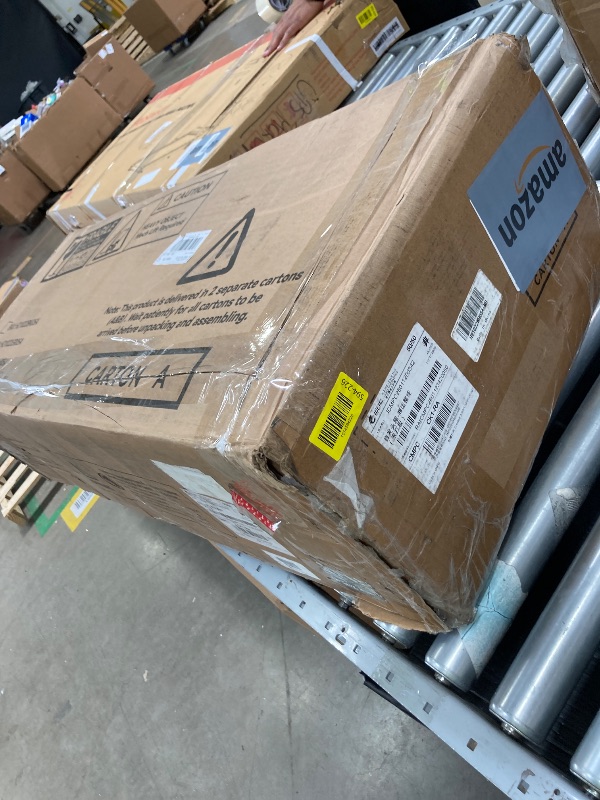 Photo 1 of ***MISSING BOX "B" - SELLING AS IS INCOMPLETE PARTS ONLY*** OneBlis 80" Fireplace TV Stand with 3-Sided Glass, TV Cabinet for TVs up to 90", Modern Media Entertainment Center with Farmhouse Glass Door Storage Cabinets, for Living Room, White, For parts on