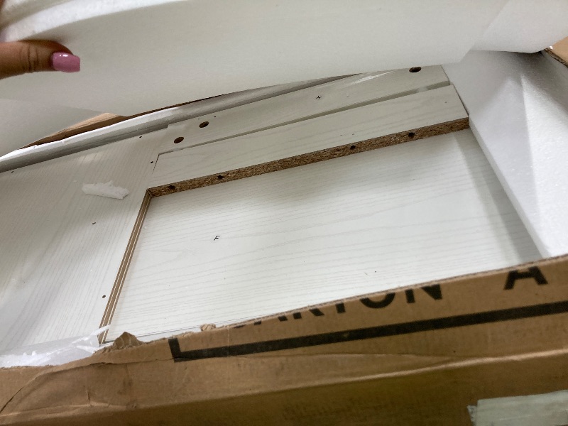 Photo 1 of ***MISSING BOX "B" - SELLING AS IS INCOMPLETE PARTS ONLY*** OneBlis 80" Fireplace TV Stand with 3-Sided Glass, TV Cabinet for TVs up to 90", Modern Media Entertainment Center with Farmhouse Glass Door Storage Cabinets, for Living Room, White, For parts on