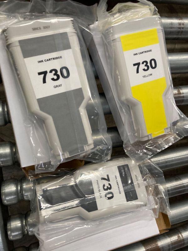 Photo 1 of **PICS UPDATED6/23***FACTORY SEALED INTERNAL PACKAGING**IF THE PACKAGES ARE OPENED FROM FACTORY SEAL THEY CAN NOT BE RETURNED*NO REFUND WILL BE GIVEN***LeciRoba 730 Ink Cartridge 300ml P2V68A P2V69A P2V70A P2V71A P2V72A P2V73A 730XL Replacement for HP 730