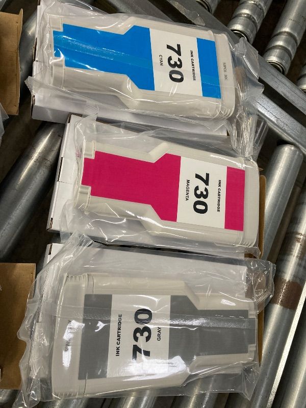 Photo 1 of **PICS UPDATED6/23***FACTORY SEALED INTERNAL PACKAGING**IF THE PACKAGES ARE OPENED FROM FACTORY SEAL THEY CAN NOT BE RETURNED*NO REFUND WILL BE GIVEN***LeciRoba 730 Ink Cartridge 300ml P2V68A P2V69A P2V70A P2V71A P2V72A P2V73A 730XL Replacement for HP 730