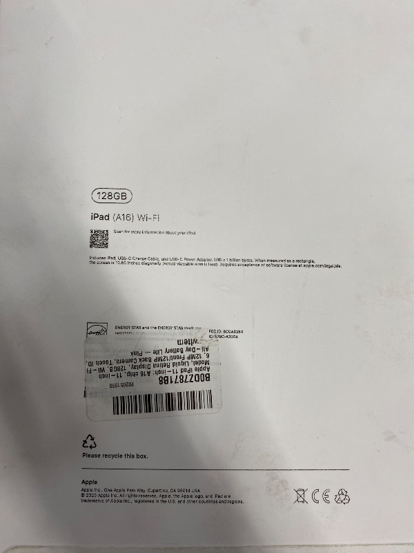 Photo 1 of ****** SEALED BY COMPANY*********Apple iPad 11-inch: A16 chip, 11-inch Model, Liquid Retina Display, 128GB, Wi-Fi 6, 12MP Front/12MP Back Camera, Touch ID, All-Day Battery Life — Pink