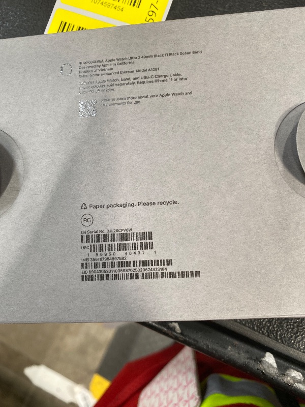 Photo 1 of ****** SEALED BY COMPANY******Apple Watch Ultra 3 [GPS + Cellular 49mm] Running & Multisport Smartwatch w/Rugged Titanium Case w/Black Ocean Band. Satellite Communications, Advanced Health & Fitness Tracking