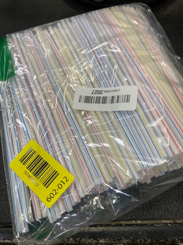 Photo 1 of [200 Pack] 8.5" High Flexible Plastic Straws,Bendable Disposable Drinking Straws -Striped Assorted Colors for Home Use Milk Juice Drinks