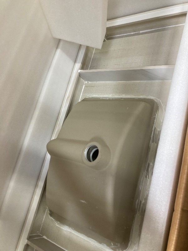 Photo 1 of ***SINK ONLY*** KEIKI 48 Inch Floating Bathroom Sink, Modern Wall Mounted Storage Cabinet with Drawer, Sintered Stone Top & Ceramic Basin Combo Set, Brown Oak & Beige