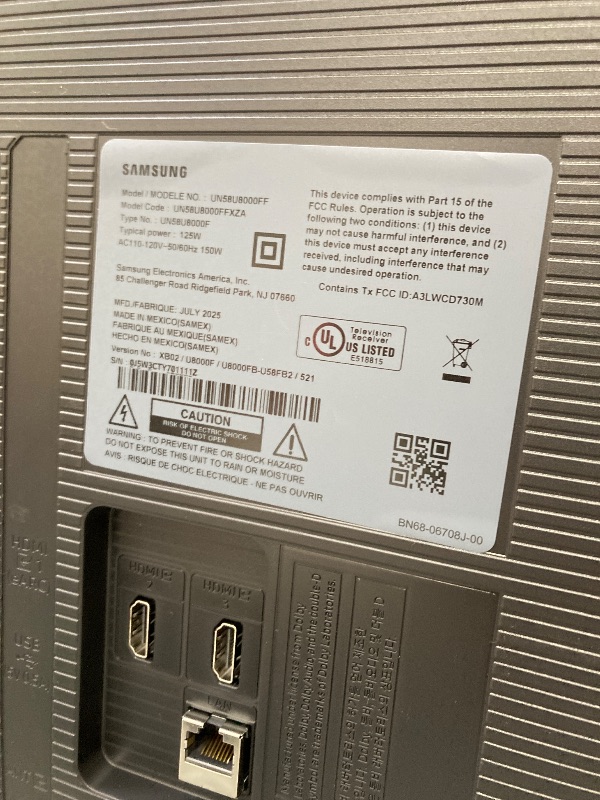 Photo 1 of *No Return
No Return
No Return
Samsung 58-Inch Class Crystal UHD U8000F 4K Smart TV (2025 Model) Endless Free Content, Crystal Processor 4K, MetalStream Design, Knox Security, Alexa Built-in