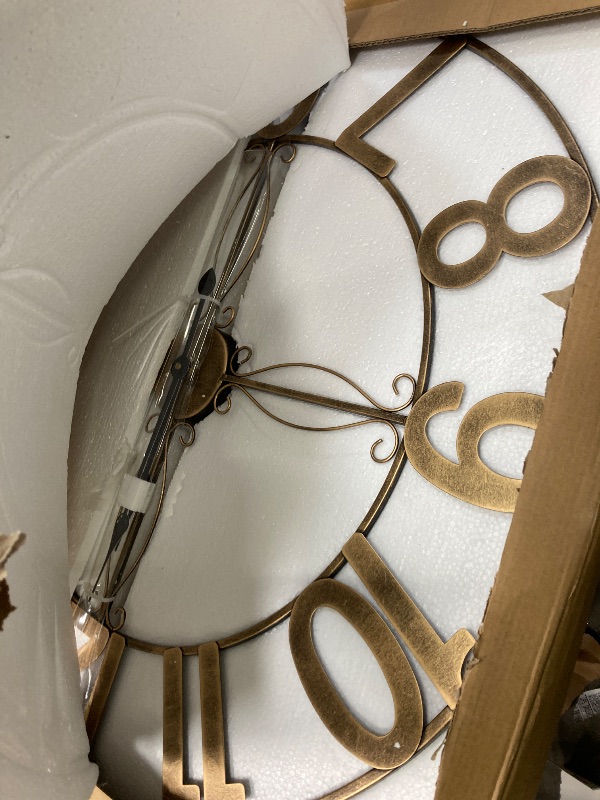 Photo 1 of ****It is used; it is unknown whether any parts are missing, and it is unknown whether it functions 100%.**** 30 Inch Large Wall Clock, Bronze Rustic Decorative Metal Wall Clock with Arabic Numerals, Battery Operated Silent Non Ticking Round Analog Clock 