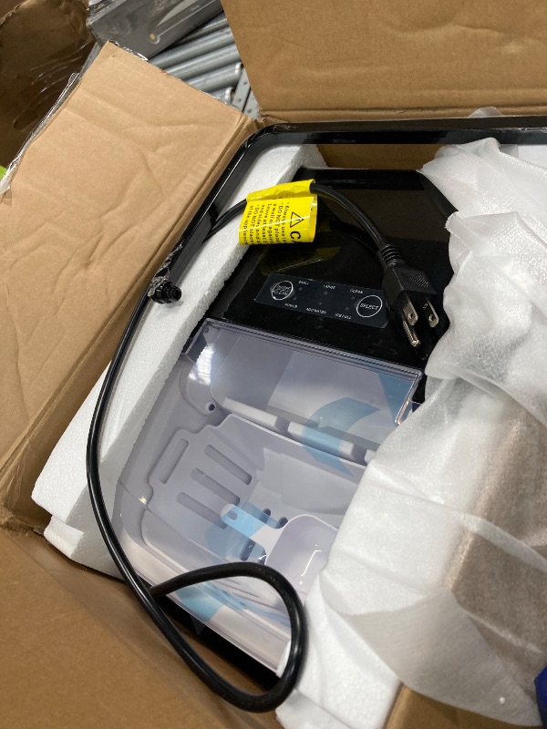 Photo 1 of **BOTTOM IS DAMAGED*** Countertop Ice Maker Machine, Portable Self-Cleaning Ice Machine with Ice Scoop, Basket and Handle, 9 Cubes in 6 Mins, 26.5lbs/24Hrs, 2 Sizes of Bullet Ice for Home Kitchen, Coal Black