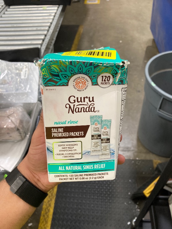 Photo 1 of **DAMAGED PACKAGE**GuruNanda PreMixed Saline Packets for Nasal Rinse (120 Count), All Natural Sinus Rinse Packets to Help with Allergies & Congestion Relief, 0.08oz Each