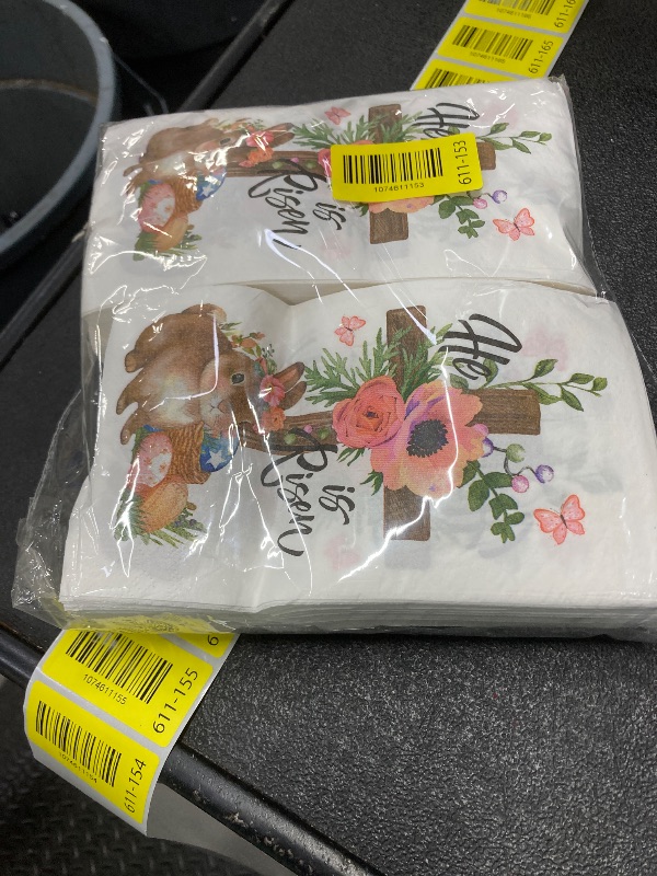 Photo 1 of 100Pcs He is Risen Napkins Disposable Easter Paper Napkins, Religious Bunny Cross Egg Flowers Spring Guest Napkins Hand Towels for Easter Decorative Dinner Kitchen Bathroom Home Party Supplies