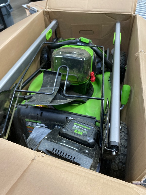 Photo 1 of ***WIRE DAMAGED AND MISSING PIECES -SELLING AS IS*** Greenworks 80V 21" Self-Propelled Cordless Lawn Mower – Brushless Motor, LED Lights, ***BATTERY * CHARGER NOT INCLUDED***