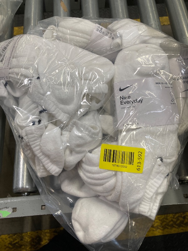 Photo 1 of 10 PACK+++NIKE Unisex Performance Cushion No-Show Training Socks (3 Pairs), White/Black, X-Large