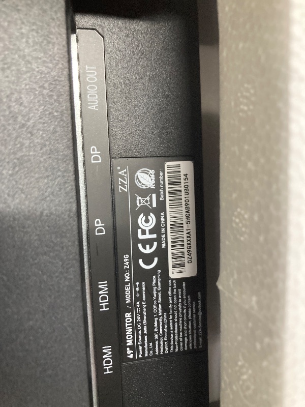 Photo 1 of ***DAMAGED SCREEN -SELLING AS PARTS ONLY*** ZZA 49 Inch Ultrawide Curved Monitor, 120Hz Refresh Rate, 32:9 Dual QHD 5120x1440 Resolution, 1500R Curvature, 120% sRGB Color Gamut, Height Adjustable Stand, HDMI 2.1, DisplayPort 1.4