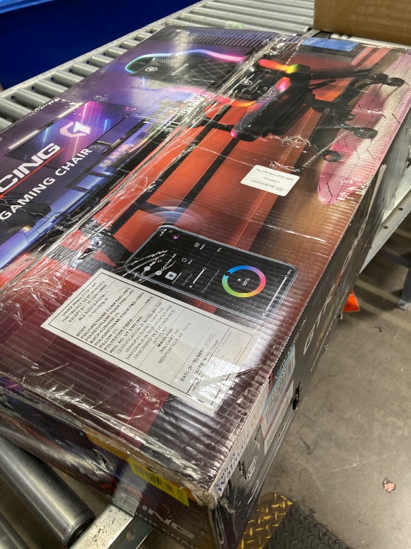 Photo 1 of ***MISSING PIECES -SELLING AS PARTS ONLY**** GTPLAYER RGB Gaming Chair with Footrest, LED Lights, Ergonomic Computer Chair with Linkage Armrest, Breathable Fabric for Home Office Desk - Video Game Chairs for Adults, Black RGB