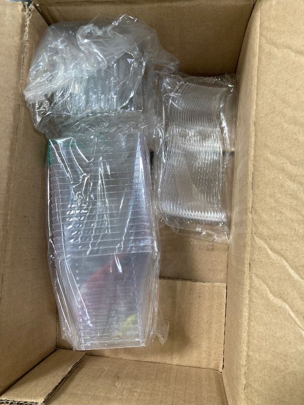 Photo 1 of ***MISSING PIECERS -SELLING AS INCOMPLETE*** Qeirudu 7 oz Dessert Cups with PET Lids and Spoons, Mini Plastic Yogurt Parfait Cups Square Party Serving Cup for Banana Pudding, Appetizer, Fruit and Ice Cream
