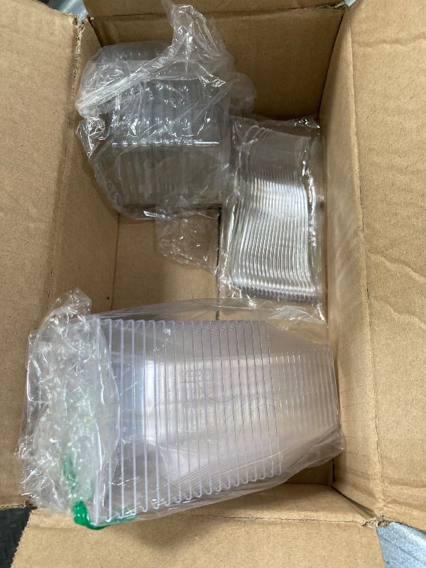 Photo 1 of ***MISSING PIECERS -SELLING AS INCOMPLETE*** Qeirudu 7 oz Dessert Cups with PET Lids and Spoons, Mini Plastic Yogurt Parfait Cups Square Party Serving Cup for Banana Pudding, Appetizer, Fruit and Ice Cream